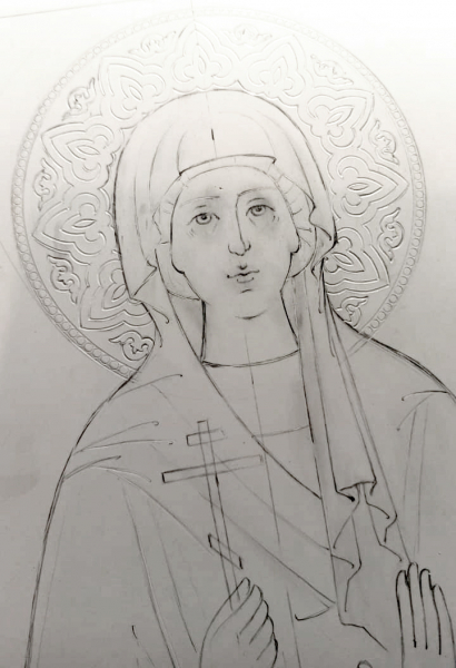 Ирина, великомученница, поясная, писаная икона