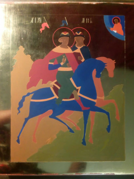 Борис и Глеб благоверные князья-страстотерпцы, писаная икона