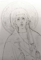 Ирина, великомученница, поясная, писаная икона