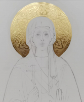 Ирина, великомученница, поясная, писаная икона