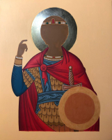Георгий Победоносец, великомученик, поясная, писаная икона