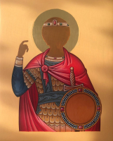 Георгий Победоносец, великомученик, поясная, писаная икона