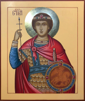 Георгий Победоносец, великомученик, поясная, писаная икона